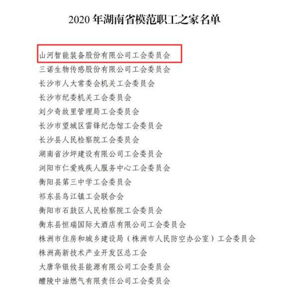 三亿·体育-三亿（中国）一站式服务官方网站
智能工会获评“湖南省模范职工之家”