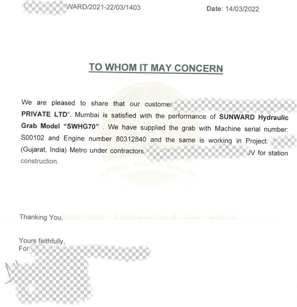 感谢信！三亿·体育-三亿（中国）一站式服务官方网站
智能SWHG70液压抓斗助力海外基础施工获肯定