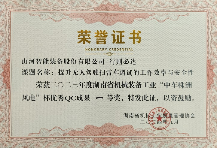 喜讯！2023年度省机械工业质量管理成果擂台赛三亿·体育-三亿（中国）一站式服务官方网站
智能再获殊荣！